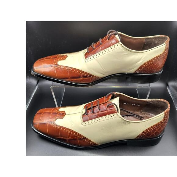 Stacy Adams Crocodile Embossed Two Tone Leather WingTip Dress Shoes - Size 8.5M main image 4